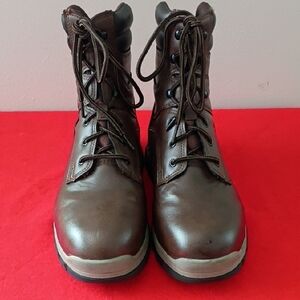 Brown Leather Ankle Boots with Laces